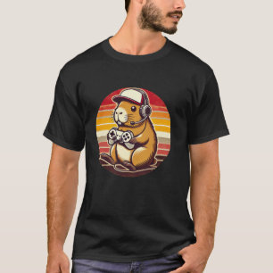 Funny Capybara Gaming Video Games Retro T-Shirt