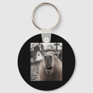 Funny Capybara Ghost Halloween Costume Capybara Ha Key Ring