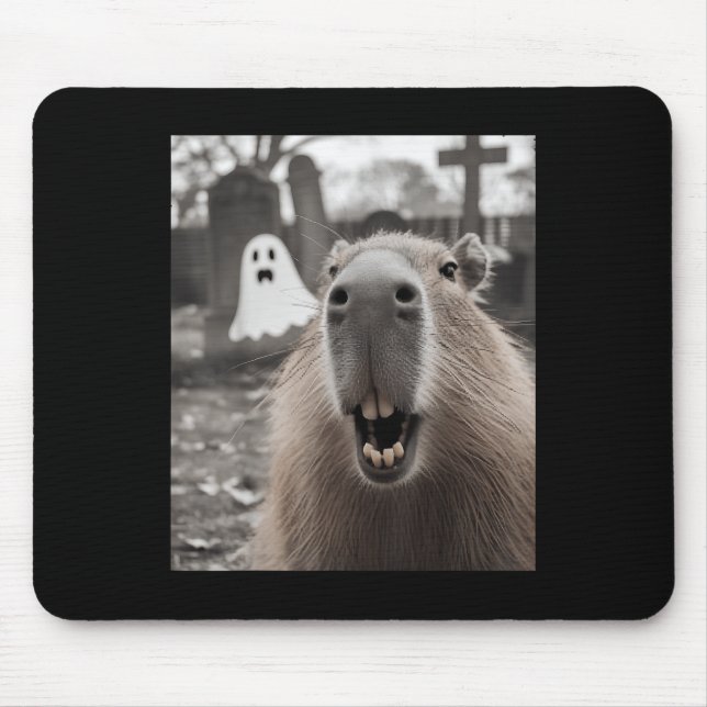 Funny Capybara Ghost Halloween Costume Capybara Ha Mouse Pad (Front)
