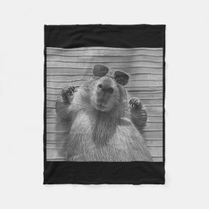 Funny Capybara Gifts Cool Capybara Selfie Mens Wom Fleece Blanket