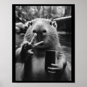 Funny Capybara Gifts Cool Capybara Selfie Mens Wom Poster