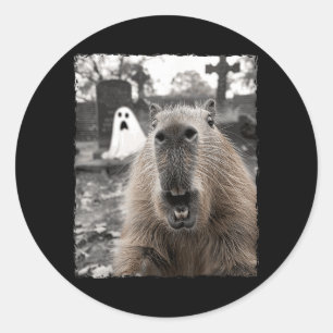 Funny Capybara Halloween Costume Classic Round Sticker