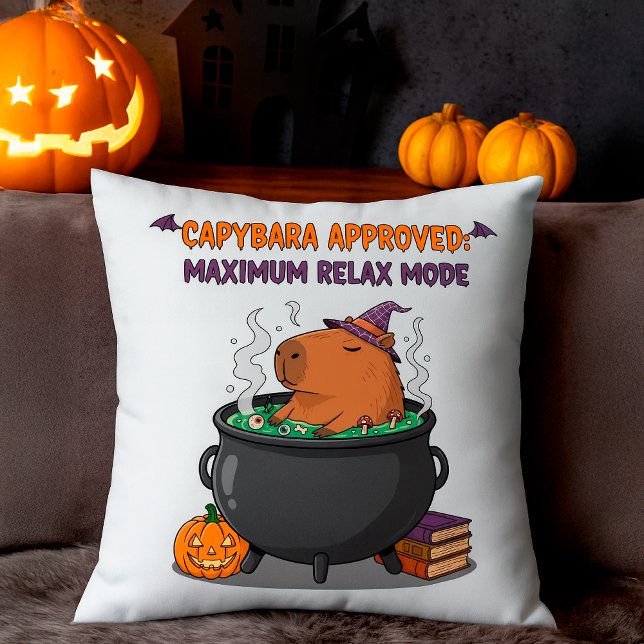 Funny Capybara Halloween Witch Wizard Cauldron Cushion (Creator Uploaded)