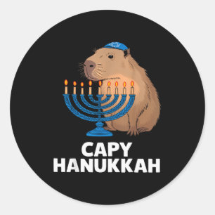 Funny Capybara Happy Hanukkah Chanukah Jewish Men Classic Round Sticker
