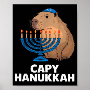Funny Capybara Happy Hanukkah Chanukah Jewish Men Poster
