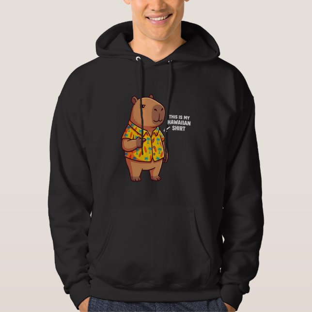 Funny Capybara Hawaiian Aloha Tropical Summer Vaca Hoodie (Front)