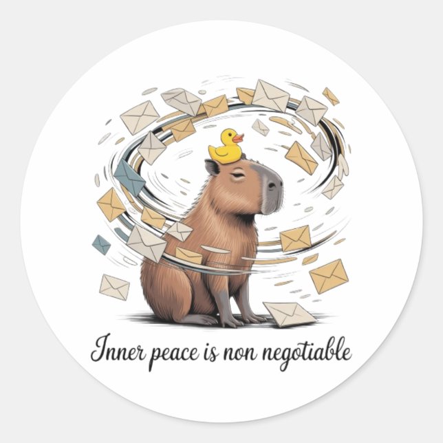 Funny Capybara Inner Peace Sticker - Zen Animal De (Front)