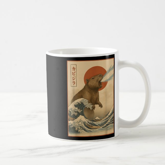 Funny Capybara Japanese Wave Capyzilla Boys Girls  Coffee Mug (Right)