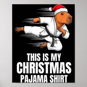 Funny Capybara Karate Taekwondo Judo Christmas Poster