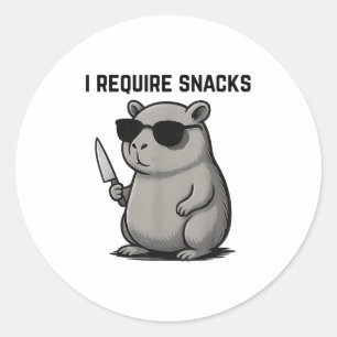 Funny Capybara Lovers Cute Animal Humour I Require Classic Round Sticker