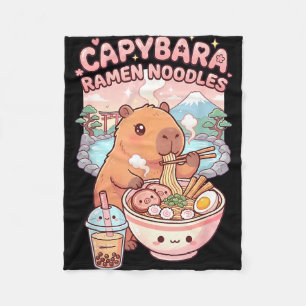 Funny capybara noodle ramen kawaii capybara eating fleece blanket