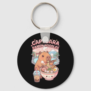 Funny Capybara Noodle Ramen Kawaii Capybara Eating Key Ring