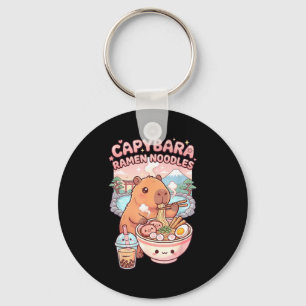 Funny capybara noodle ramen kawaii capybara eating key ring