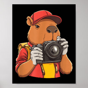 Funny Capybara Photographer Cute Rodent Holding Ca Poster