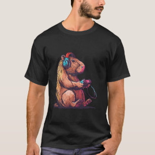 Funny Capybara Playing Video Games, Capybara Gamin T-Shirt