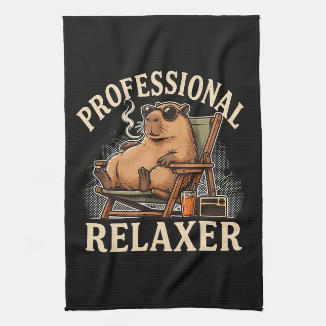 Funny Capybara Professional Relaxer Tea Towel (Vertical)