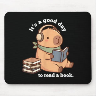 Funny capybara reading a book cute reading for boy mouse pad