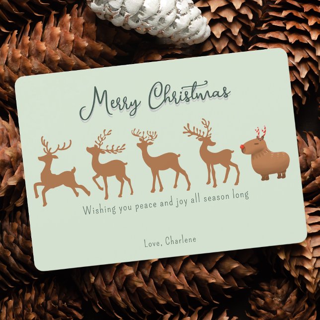 Funny Capybara Reindeer Christmas Cards (This hilarious capybara Christmas card is guaranteed to make you jolly.)