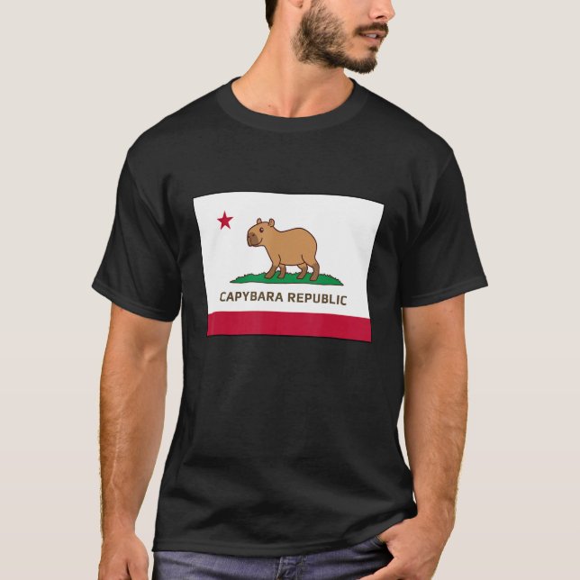 Funny Capybara Republic California Flag T-Shirt (Front)