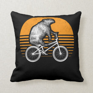 Funny Capybara Riding Bike Retro Capibara Bicycle Cushion
