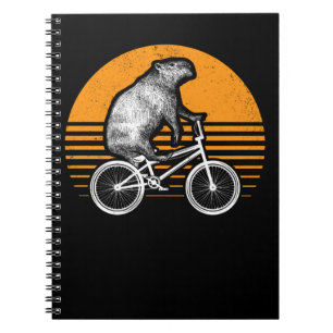Funny Capybara Riding Bike Retro Capibara Bicycle Notebook