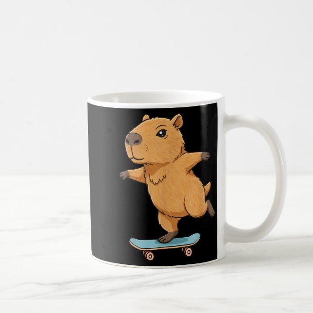 Funny Capybara Skater Skateboard Ballerina Zoo Boy Coffee Mug (Right)
