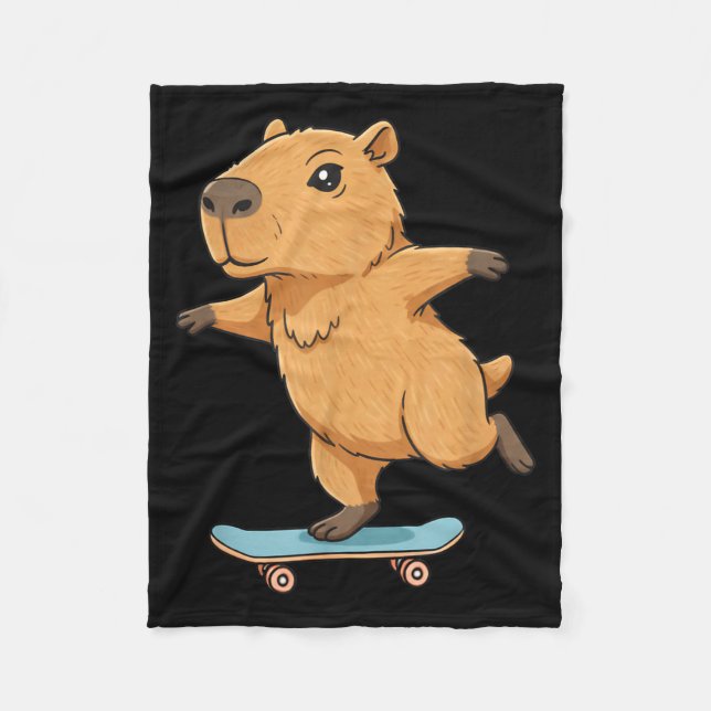 Funny Capybara Skater Skateboard Ballerina Zoo Boy Fleece Blanket (Front)
