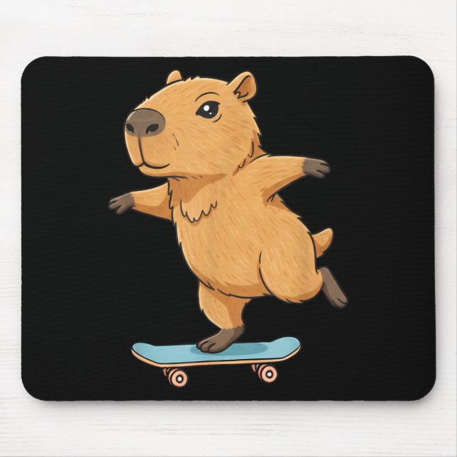 Funny Capybara Skater Skateboard Ballerina Zoo Boy Mouse Pad (Front)