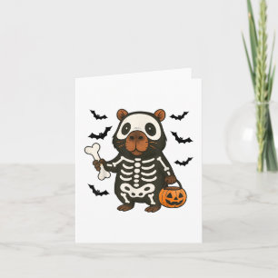 Funny Capybara Skeleton Pumpkin Halloween Costume Card