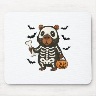 Funny Capybara Skeleton Pumpkin Halloween Costume Mouse Pad