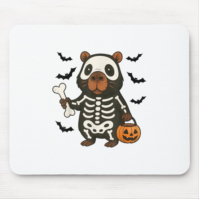 Funny Capybara Skeleton Pumpkin Halloween Costume  Mouse Pad (Front)