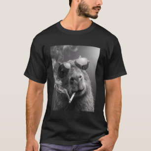 Funny Capybara Smoking Cigarette Photo Booth Meme  T-Shirt