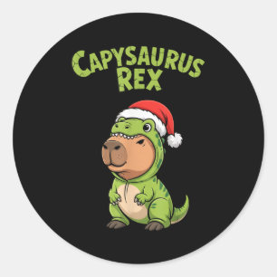 Funny Capybara T-rex Costume Christmas Kids Boys Classic Round Sticker