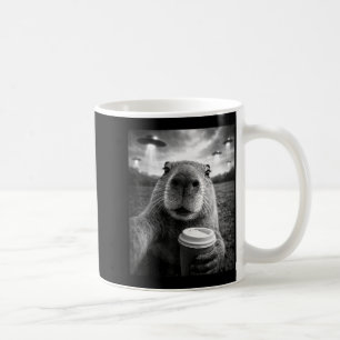 Funny capybara ufo selfie alien meme coffee mug