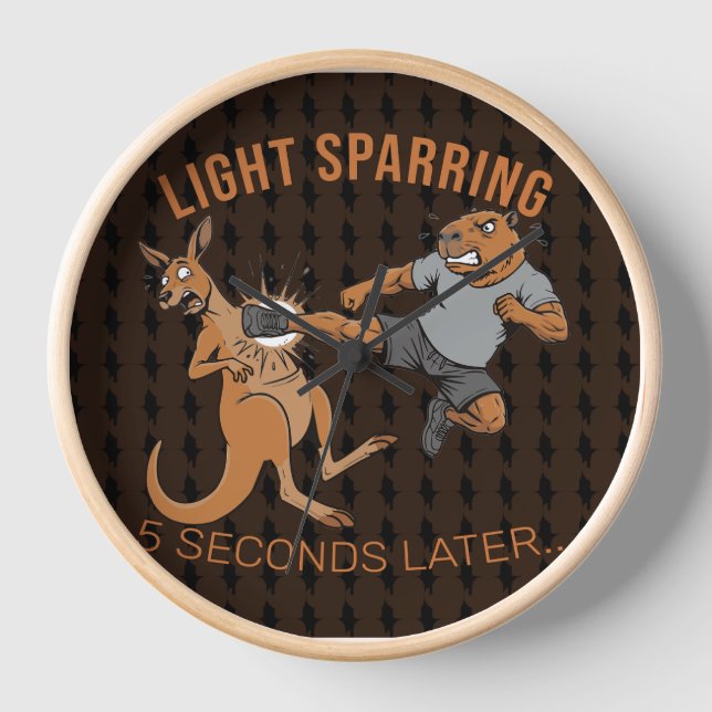 Funny Capybara vs Kangaroo Light Sparring MMA Meme Clock (Front)