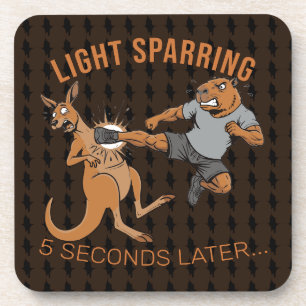 Funny Capybara vs Kangaroo Light Sparring MMA Meme Coaster