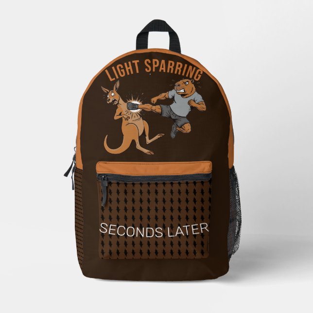 Funny Capybara vs Kangaroo Light Sparring MMA Meme Printed Backpack (Front)