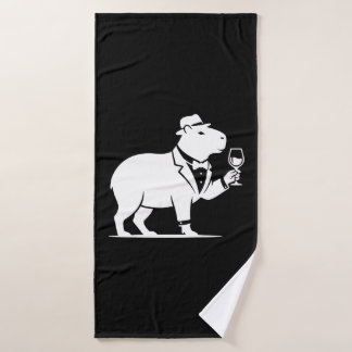 Funny Capybara Wineglass Minimalist Modern Bath Towel