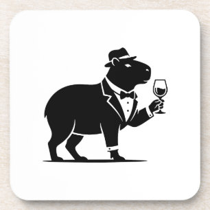 Funny Capybara Wineglass Minimalist Modern Coaster