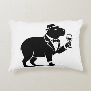 Funny Capybara Wineglass Minimalist Modern Decorative Cushion