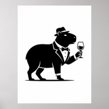 Funny Capybara Wineglass Minimalist Modern