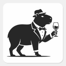 Funny Capybara Wineglass Minimalist Modern
