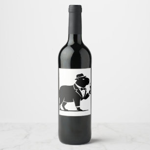 Funny Capybara Wineglass Minimalist Modern Wine Label