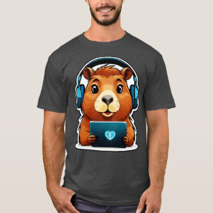 Funny Capybara with Computer T-Shirt