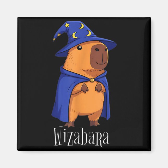 Funny Capybara Wizard Costume Wizabara Graphic Kid Magnet (Front)