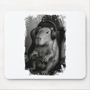 Funny Capyra Gamer Shirt Capyra Playing Video Game Mouse Pad