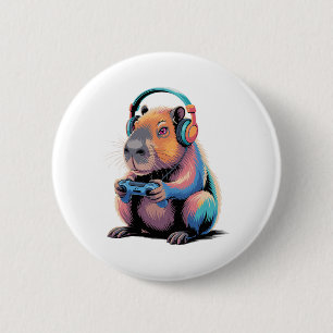 Funny Capyra Gamer Video Gamer Capyra 6 Cm Round Badge