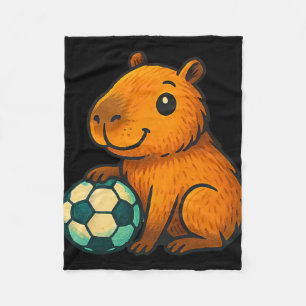 Funny Capyra Soccer Fleece Blanket