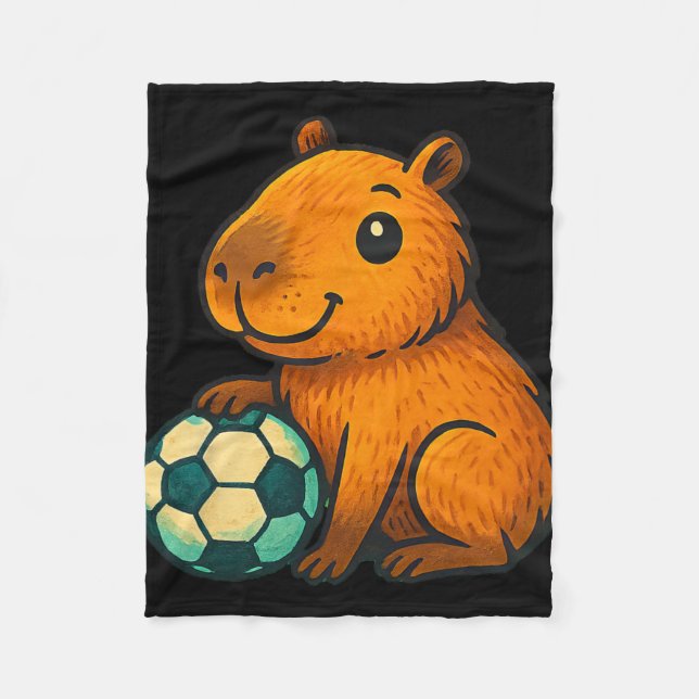 Funny Capyra Soccer  Fleece Blanket (Front)