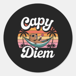 Funny Capyra Summer Vacation Beach Classic Round Sticker